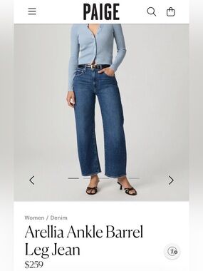 PAIGE Arellia Ankle Jeans 27 Soundcheck Dark Wash Wide Leg Crop